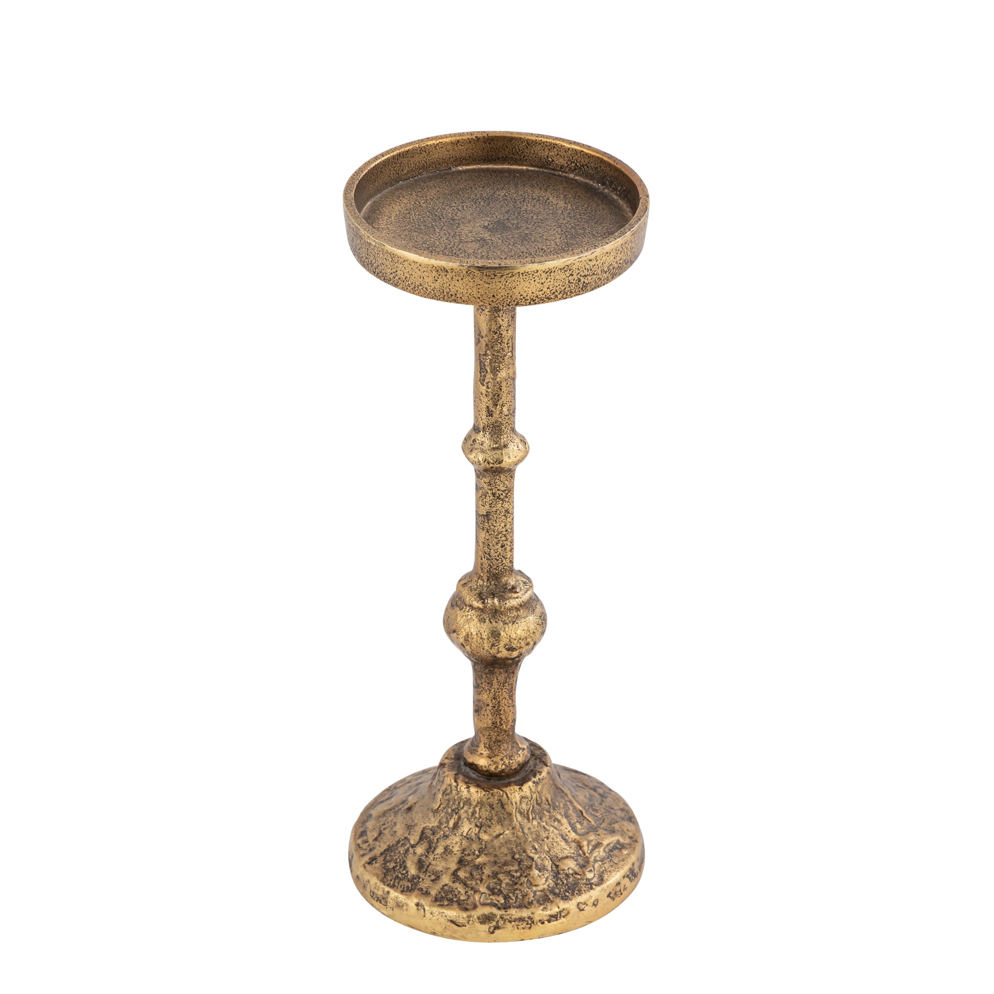 Brass candle holder on a white background