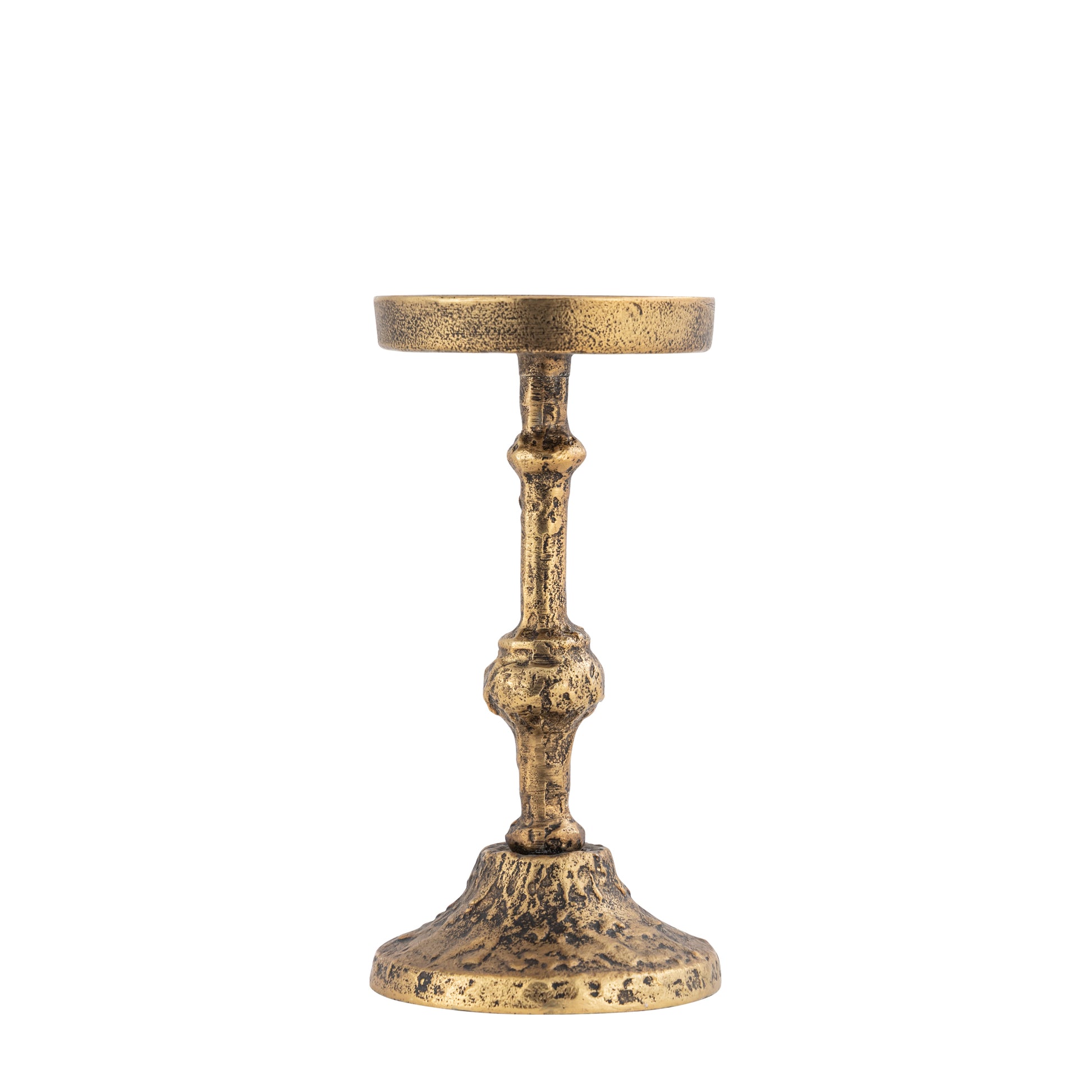 Brass candle holder on a white background