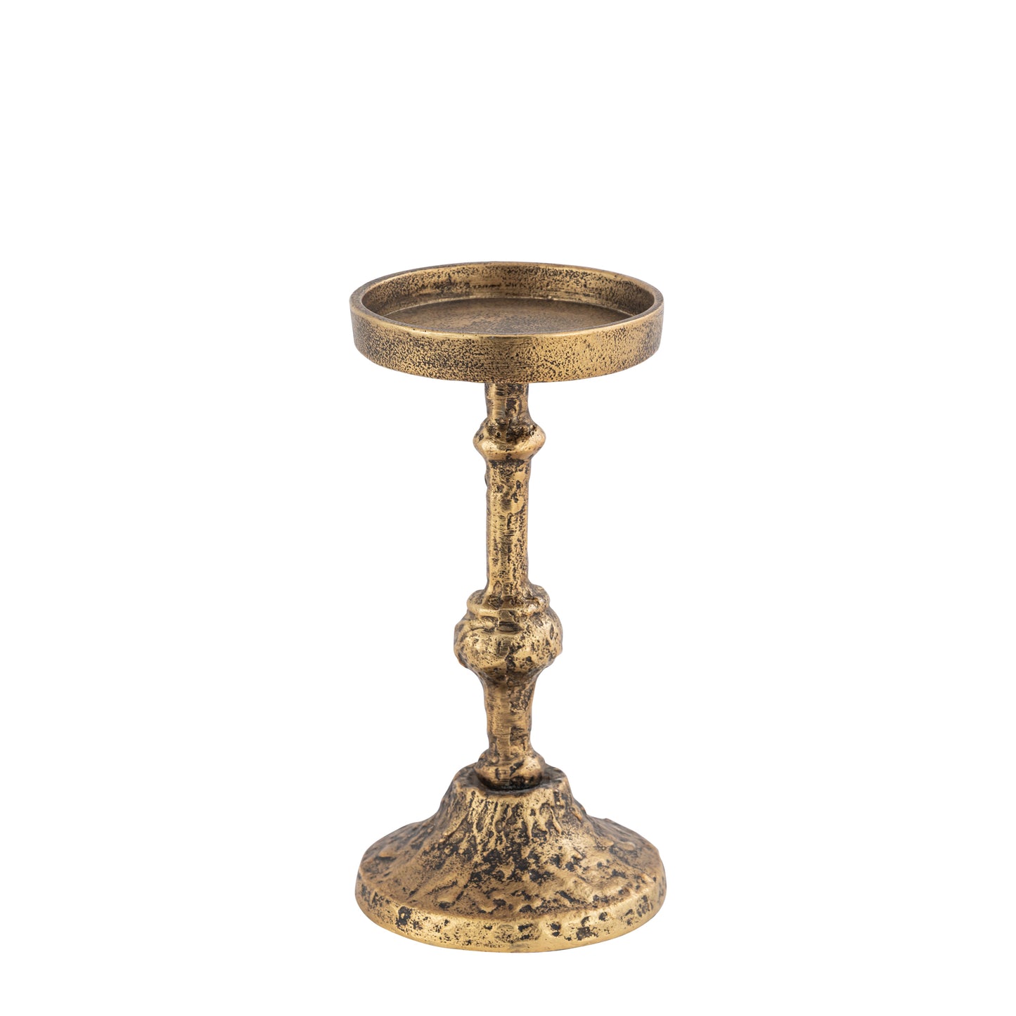 Decorative gold candle holder on a white background