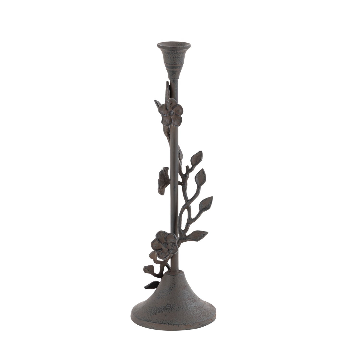 Langport Floral Taper Candle Holders Antique Bronze