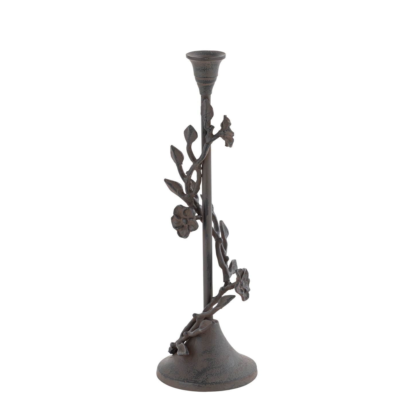 Langport Floral Taper Candle Holders Antique Bronze