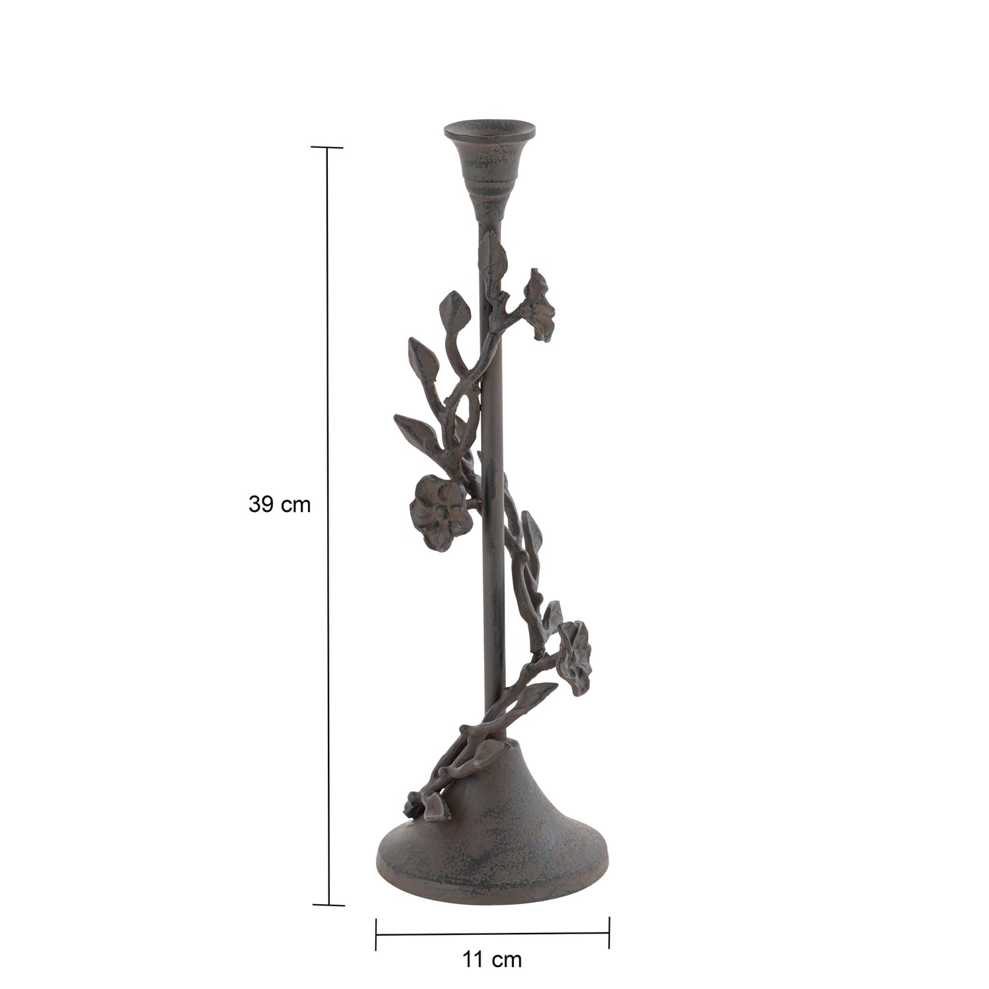 Langport Floral Taper Candle Holders Antique Bronze