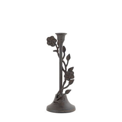 Langport Floral Taper Candle Holders Antique Bronze