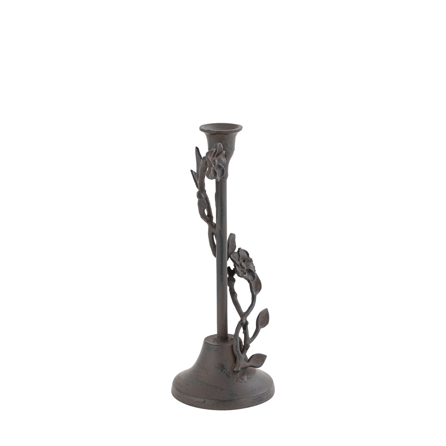 Langport Floral Taper Candle Holders Antique Bronze