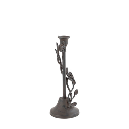 Langport Floral Taper Candle Holders Antique Bronze