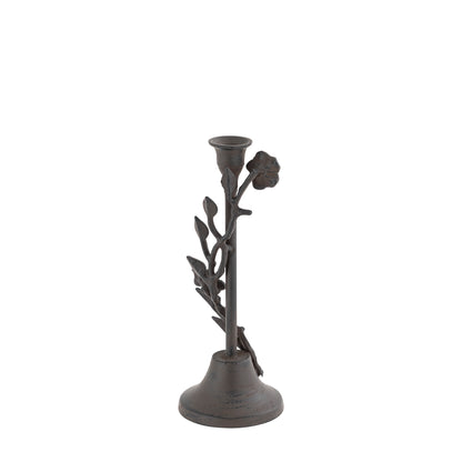 Langport Floral Taper Candle Holders Antique Bronze