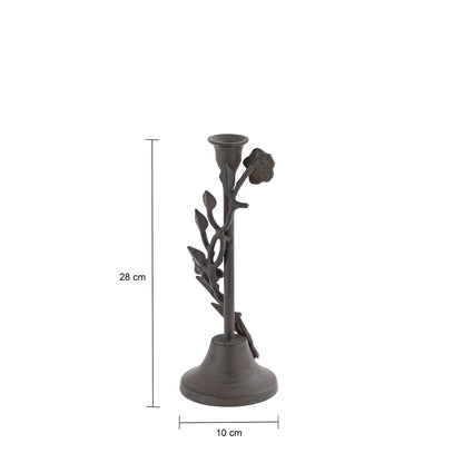 Langport Floral Taper Candle Holders Antique Bronze