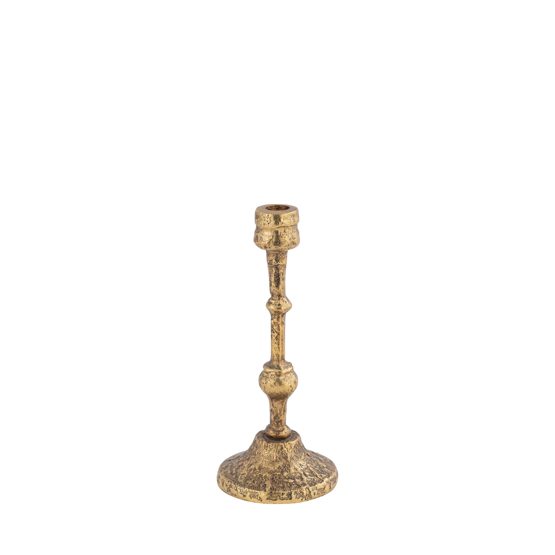 Gold candle holder on a white background
