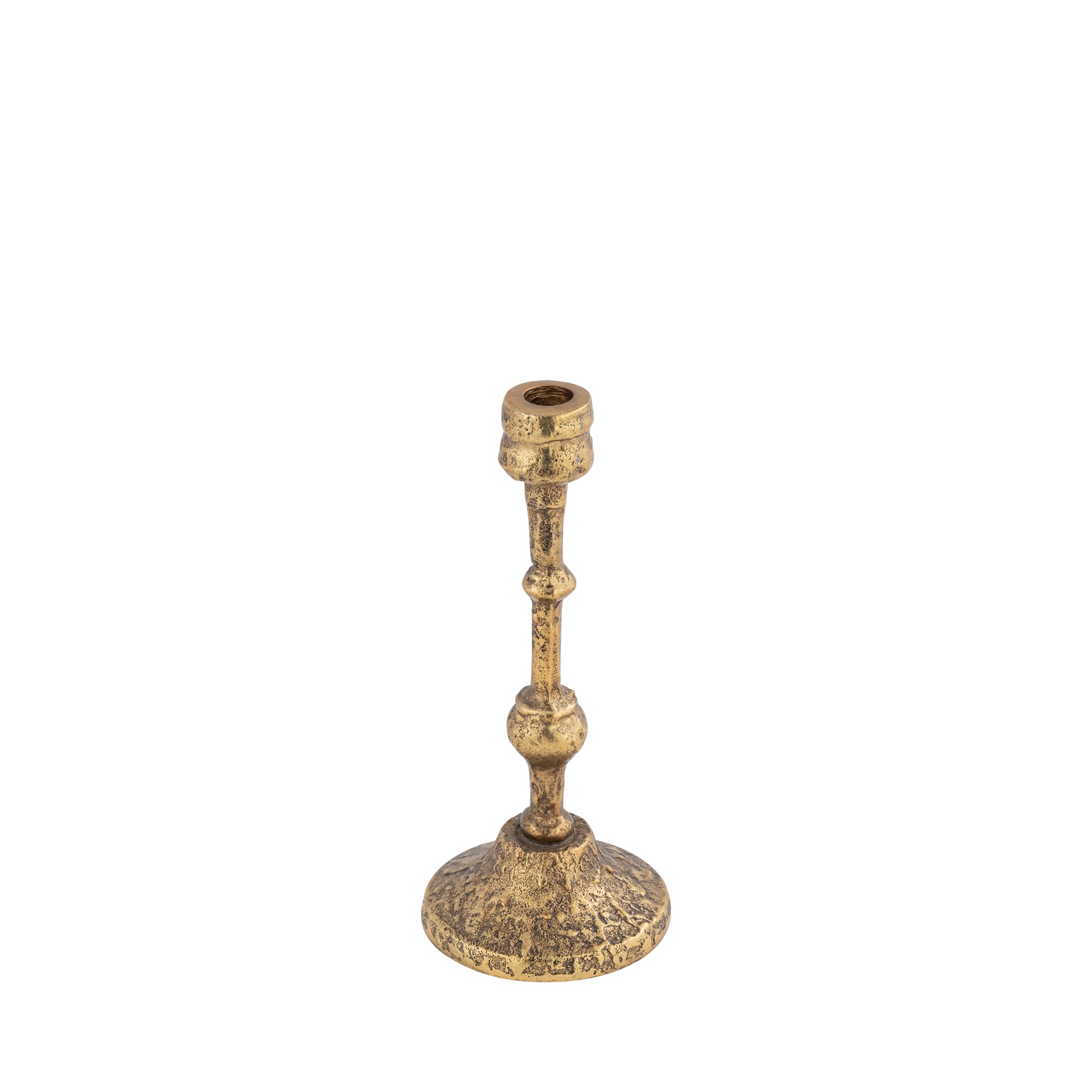 Brass candle holder on a white background