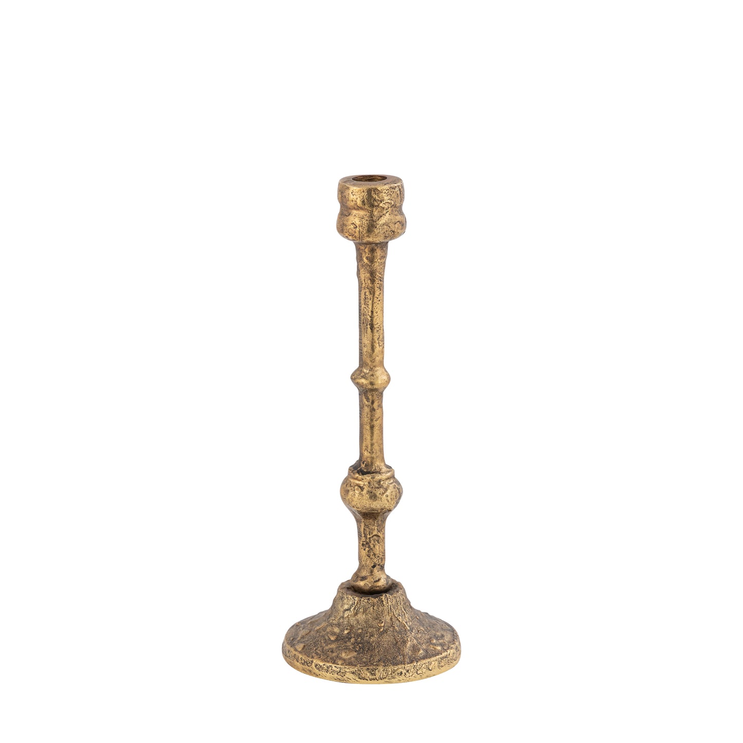 Brass candle holder on a white background