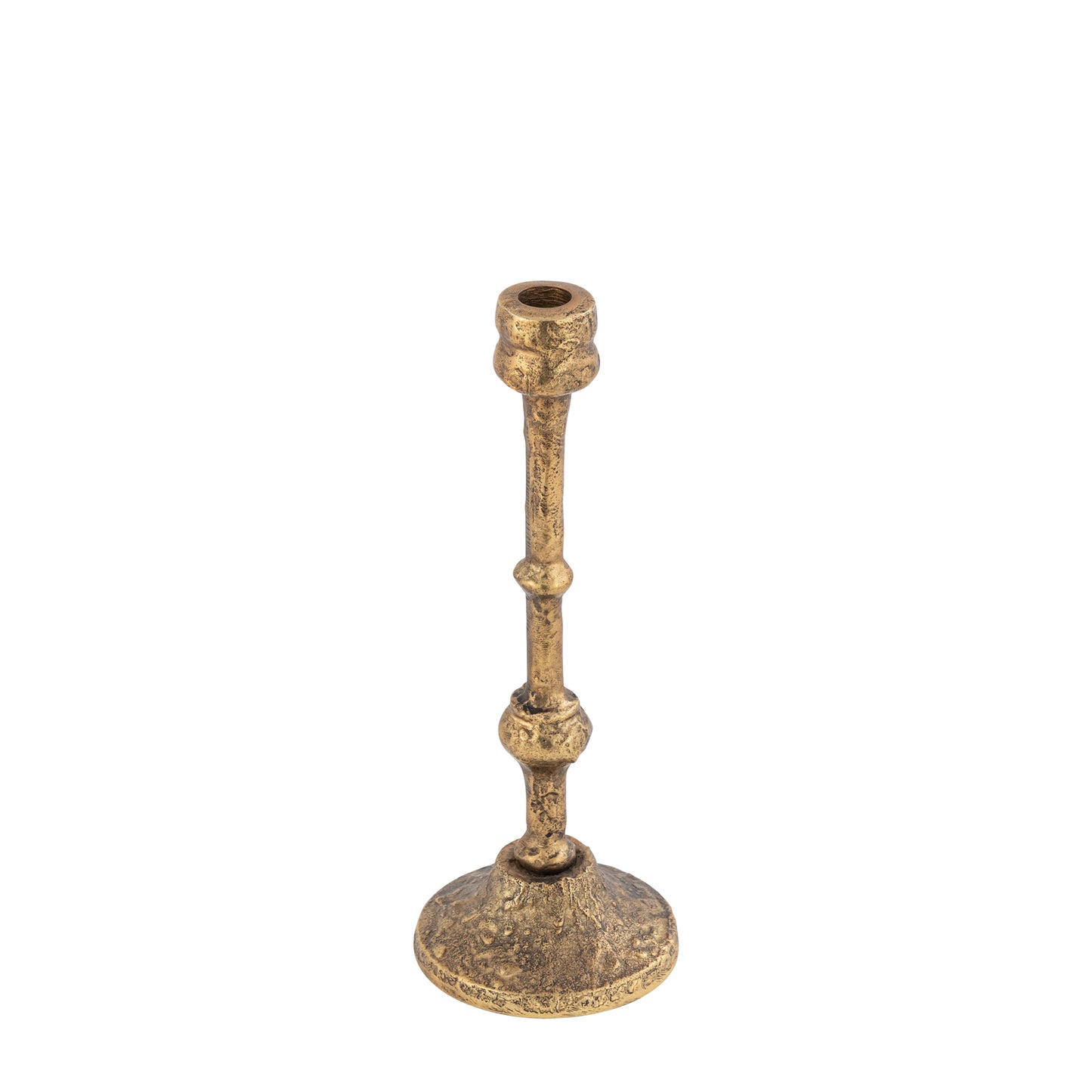 Brass candle holder on a white background