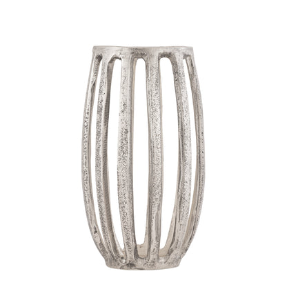 Matlock Arched Metal Pillar Candle Holder Antique Silver (19cm X 30cm)