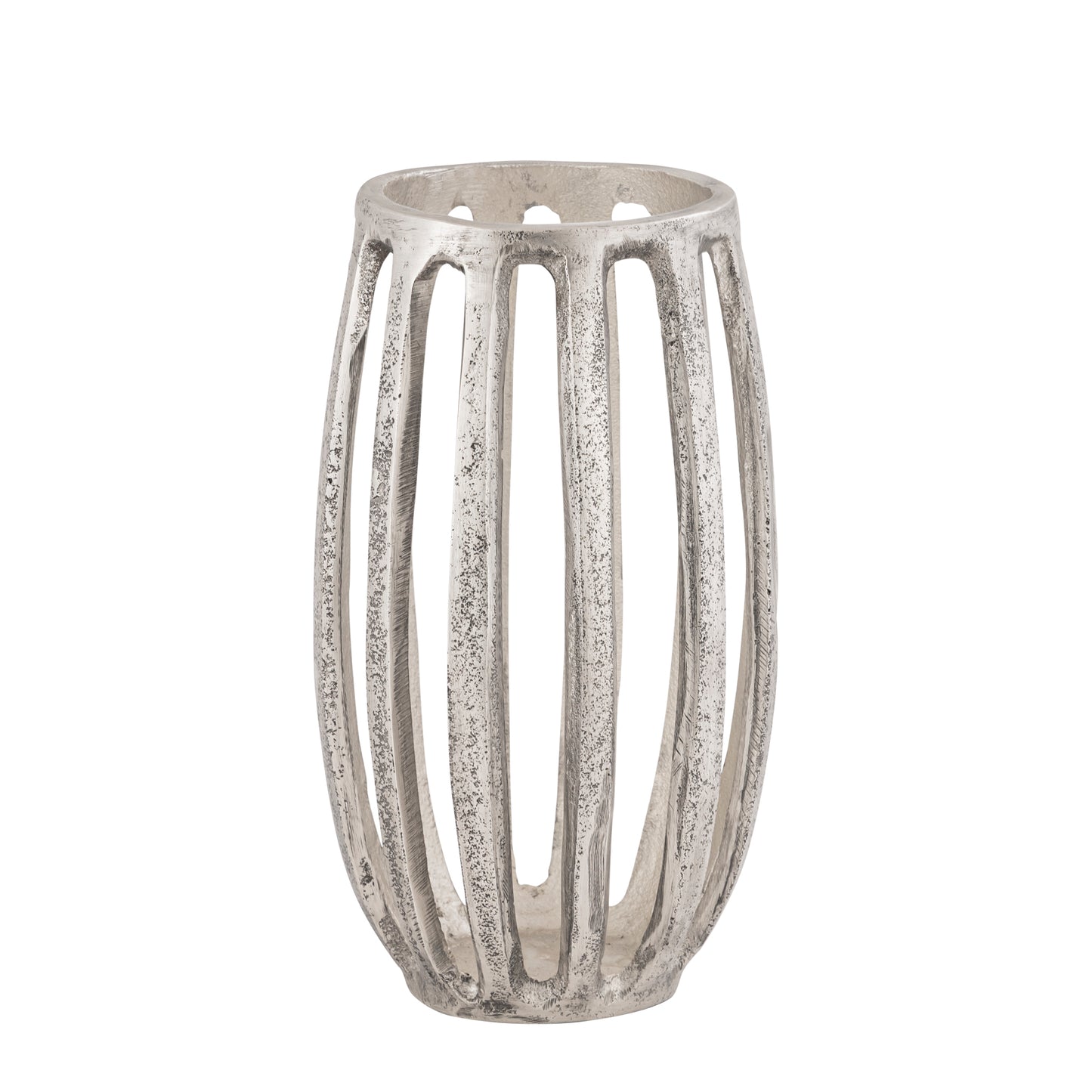 Matlock Arched Metal Pillar Candle Holder Antique Silver (19cm X 30cm)