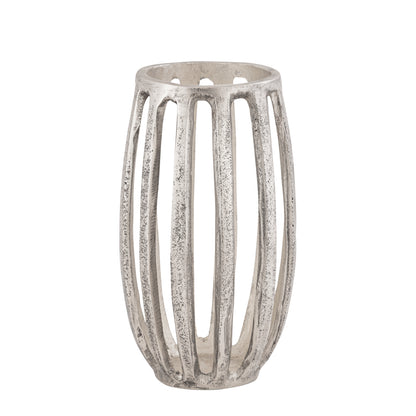 Matlock Arched Metal Pillar Candle Holder Antique Silver (19cm X 30cm)