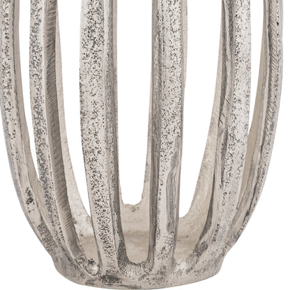 Matlock Arched Metal Pillar Candle Holder Antique Silver (19cm X 30cm)