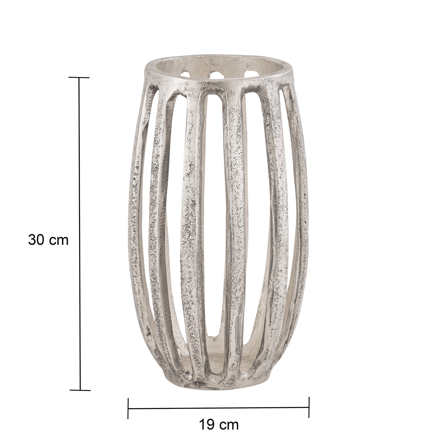 Matlock Arched Metal Pillar Candle Holder Antique Silver (19cm X 30cm)