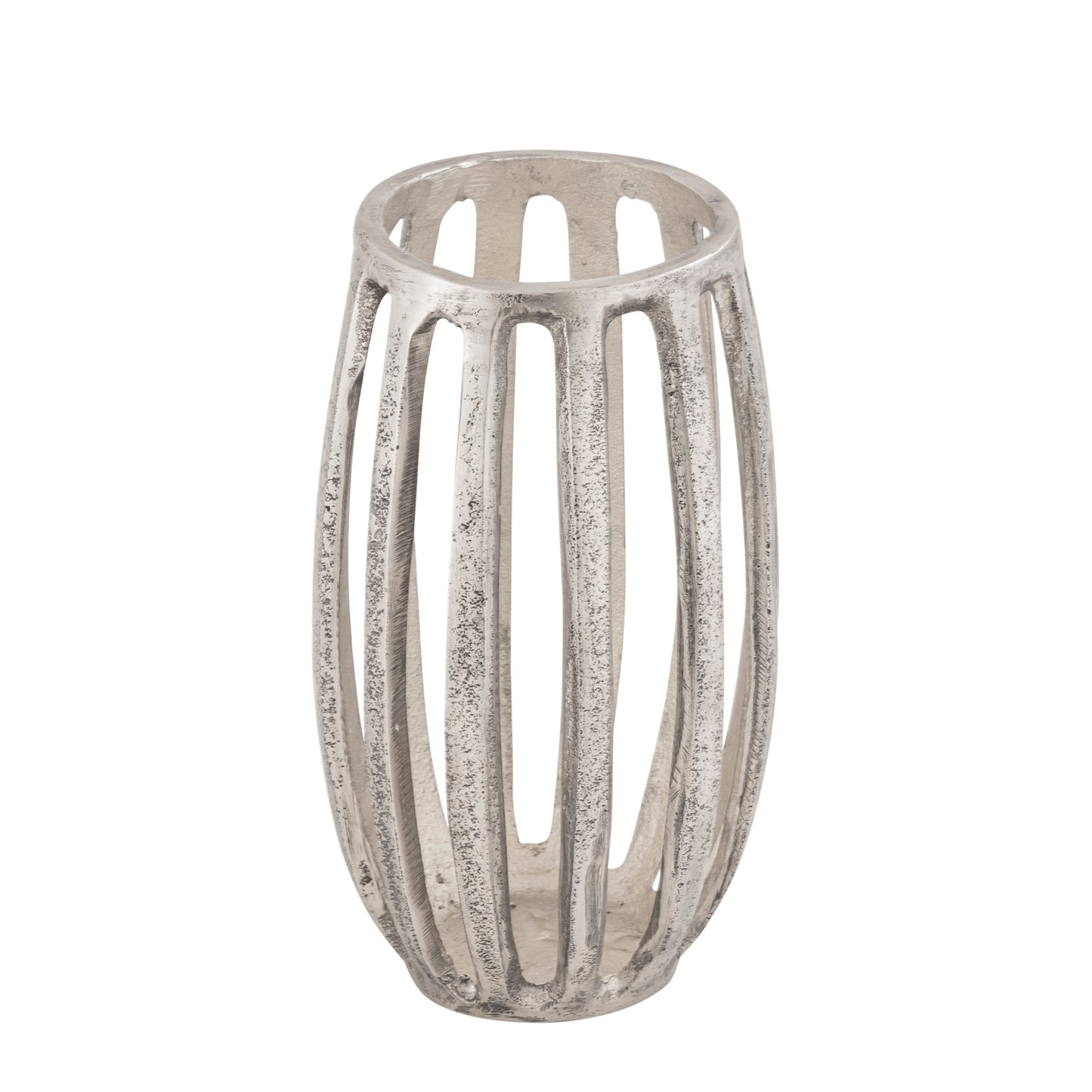 Matlock Arched Metal Pillar Candle Holder Antique Silver (19cm X 30cm)