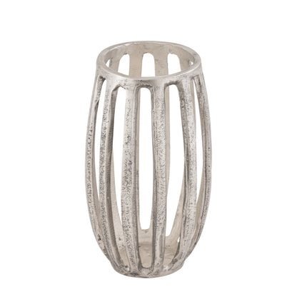 Matlock Arched Metal Pillar Candle Holder Antique Silver (19cm X 30cm)