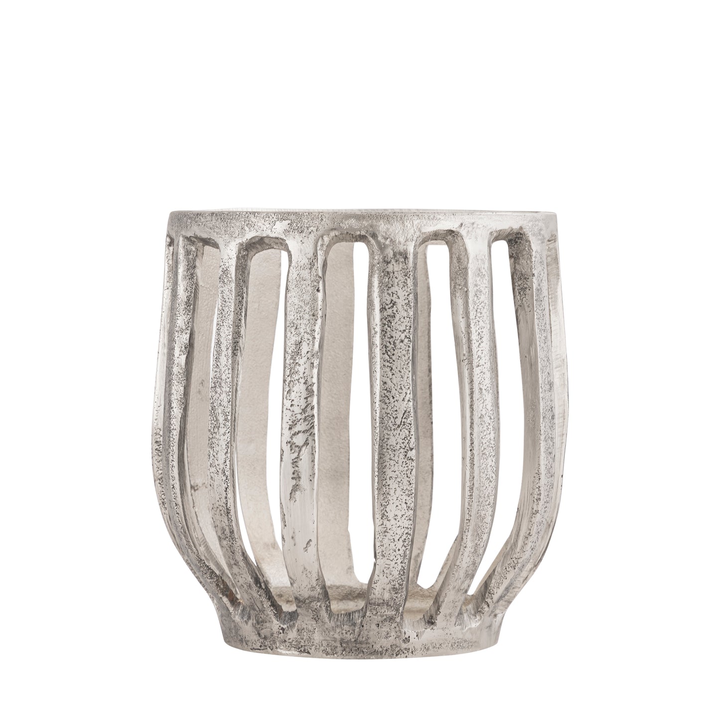 Matlock Arched Metal Pillar Candle Holder Antique Silver (25cm X 25cm)