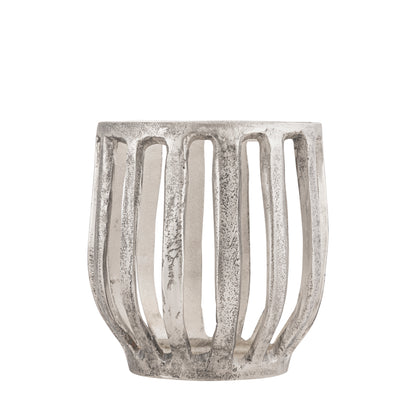 Matlock Arched Metal Pillar Candle Holder Antique Silver (25cm X 25cm)