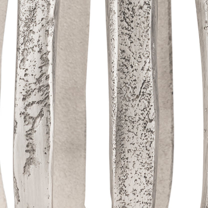 Matlock Arched Metal Pillar Candle Holder Antique Silver (25cm X 25cm)