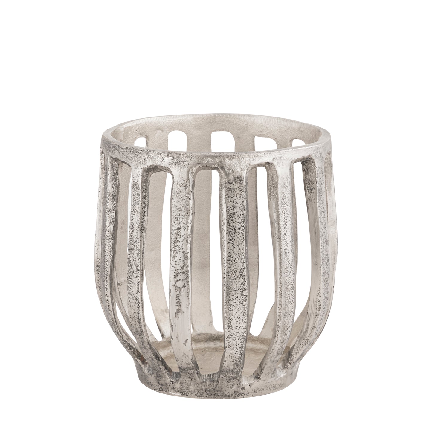 Matlock Arched Metal Pillar Candle Holder Antique Silver (25cm X 25cm)