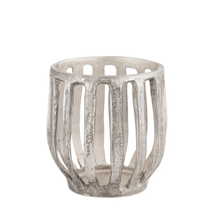 Matlock Arched Metal Pillar Candle Holder Antique Silver (25cm X 25cm)
