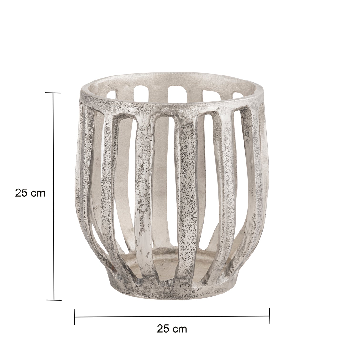 Matlock Arched Metal Pillar Candle Holder Antique Silver (25cm X 25cm)