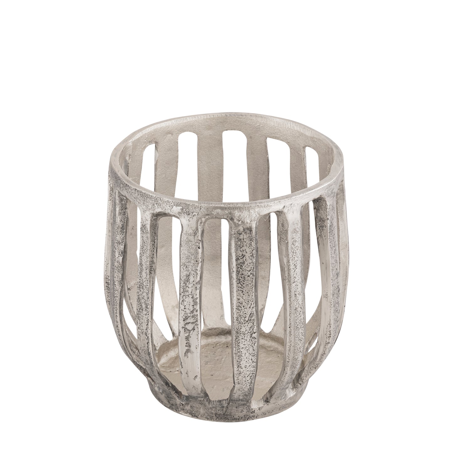 Matlock Arched Metal Pillar Candle Holder Antique Silver (25cm X 25cm)
