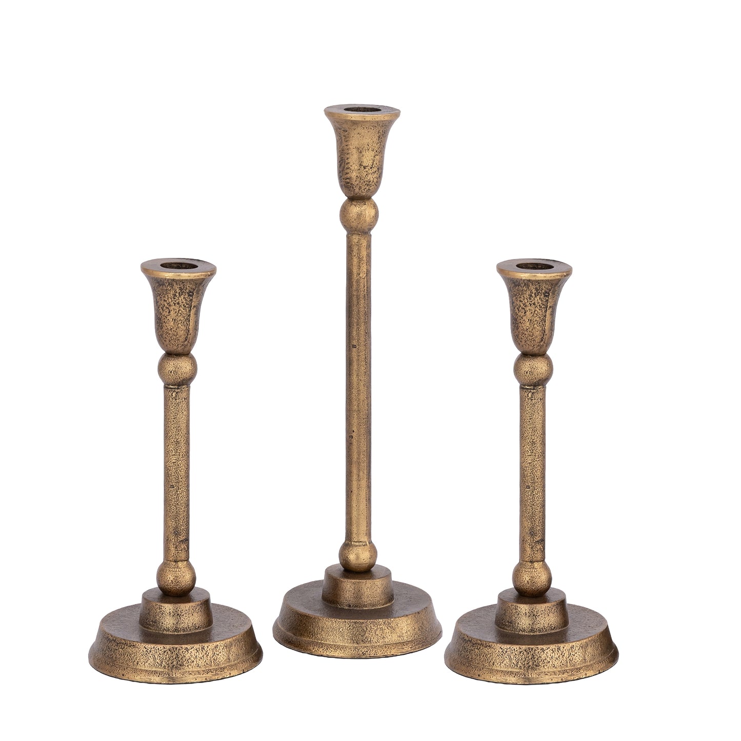 Taper Candleholders Antique Brass Finish | Set of 3 | Telford