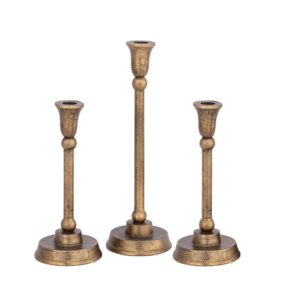 Taper Candleholders Antique Brass Finish | Set of 3 | Telford