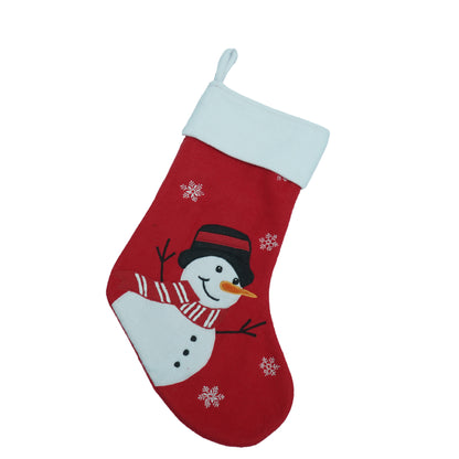 Red Fleece Christmas Stocking with Snowman Motif