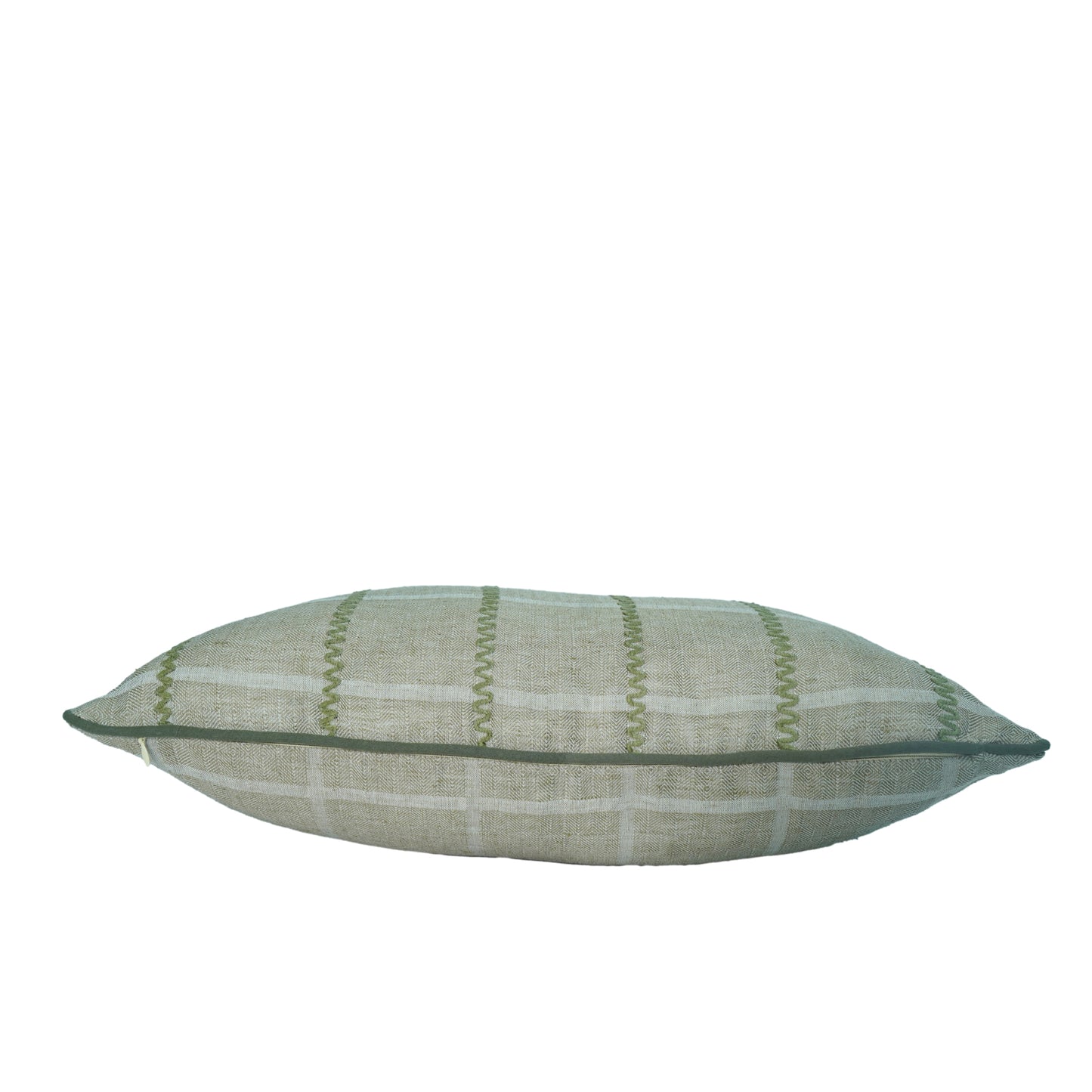 Beige Woven Linen Lumbar Cushion Cover with Embroidered Detail – 30×50cm