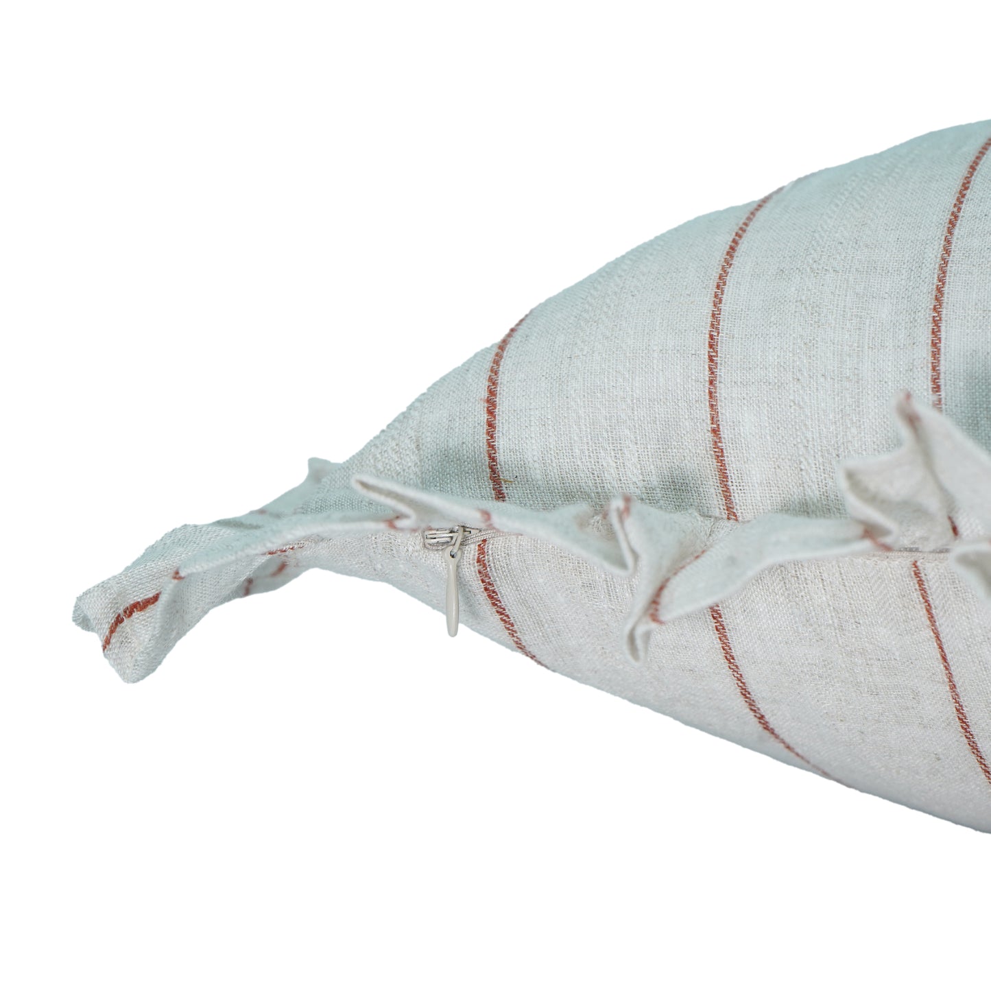 Red Striped Linen Lumbar Cushion Cover with Ruffle Trim – 30×50cm