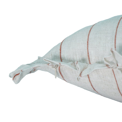 Red Striped Linen Lumbar Cushion Cover with Ruffle Trim – 30×50cm