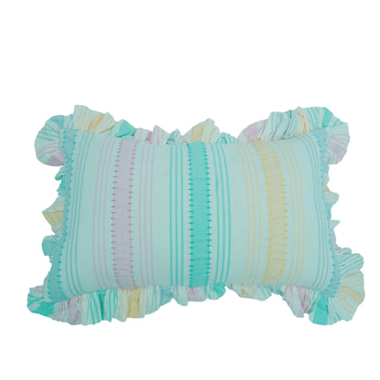 Rainbow Seersucker Cotton Lumbar Cushion Cover with Ruffle Trim - 30x50cm