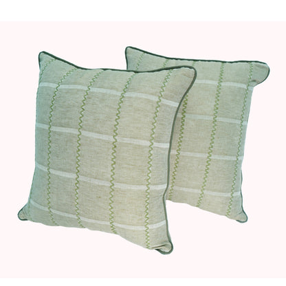 Beige Woven Linen Cushion Cover with Embroidered Detail – 45cm