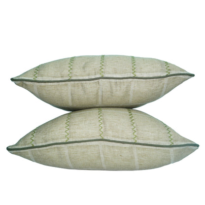 Beige Woven Linen Cushion Cover with Embroidered Detail – 45cm