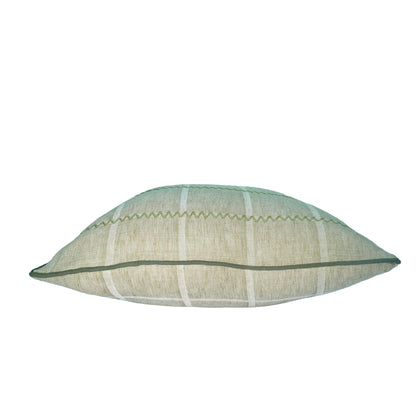 Beige Woven Linen Cushion Cover with Embroidered Detail – 45cm