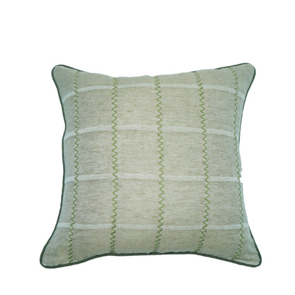 Beige Woven Linen Cushion Cover with Embroidered Detail – 45cm