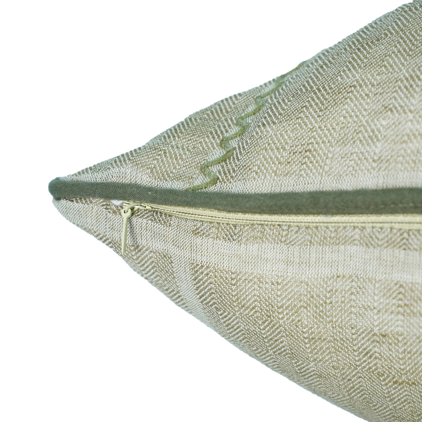 Beige Woven Linen Cushion Cover with Embroidered Detail – 45cm