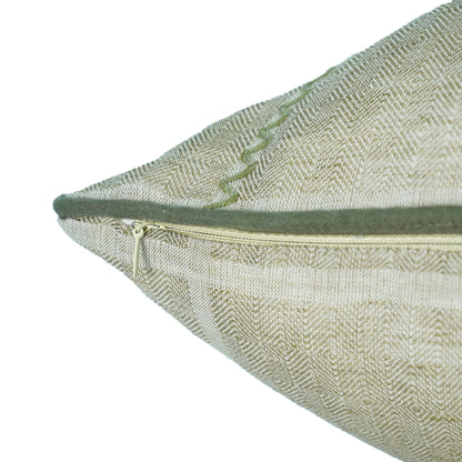 Beige Woven Linen Cushion Cover with Embroidered Detail – 45cm