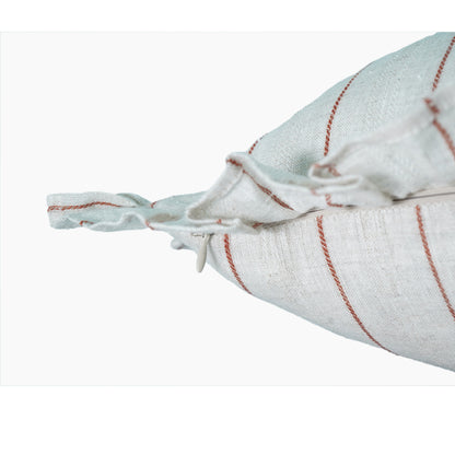 Red Striped Linen Cushion Cover with Ruffle Trim – 45cm