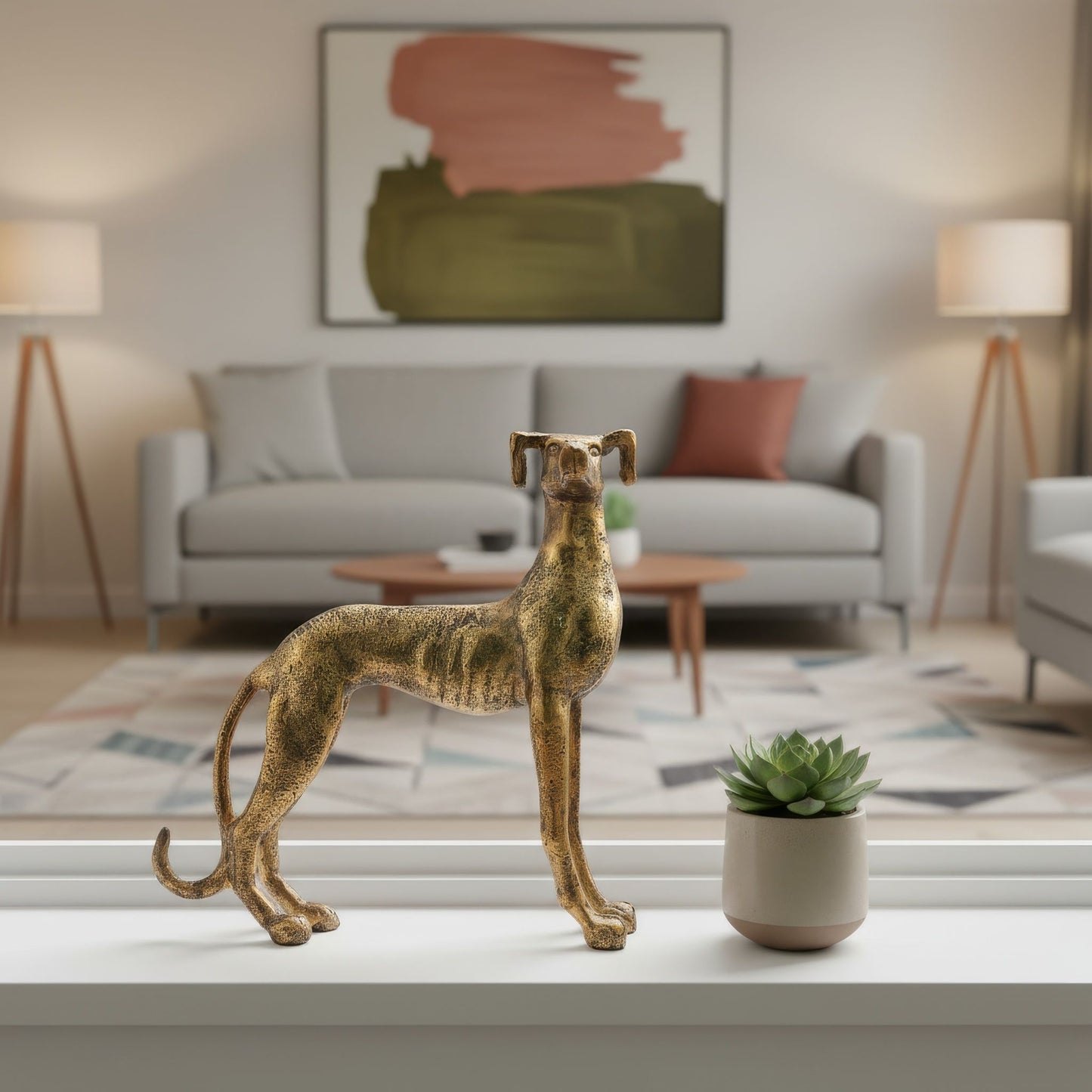 Greyhound Dog Statue Antique Brass Finish – Elegant Home Decor | Aspen – Serene Living