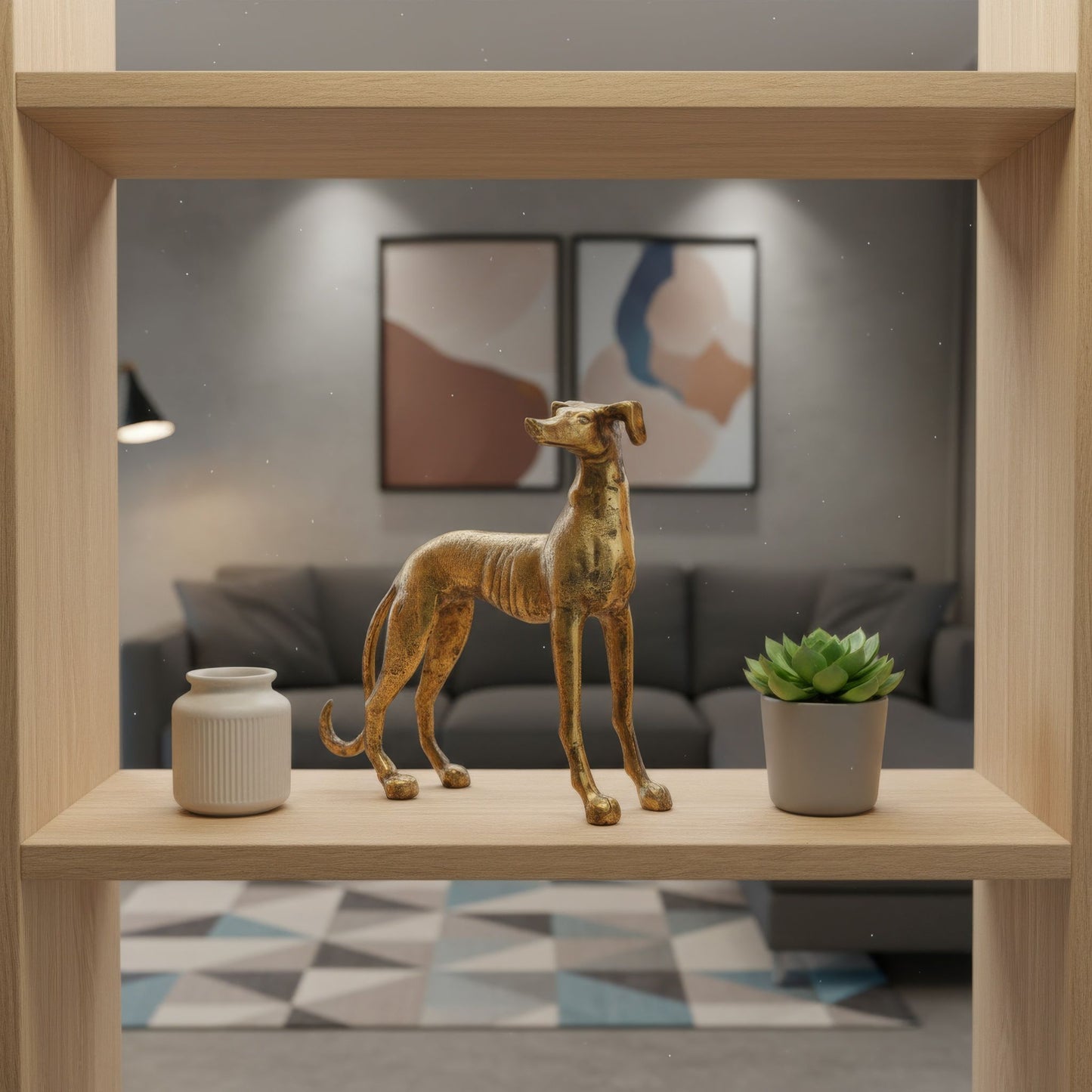 Greyhound Dog Statue Antique Brass Finish – Elegant Home Decor | Aspen – Serene Living