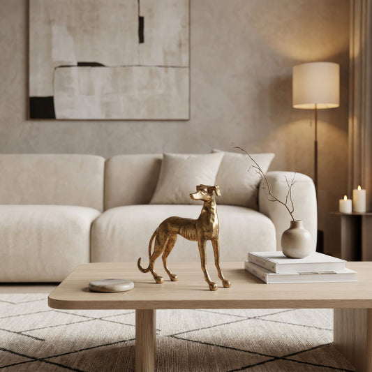 Greyhound Dog Statue Antique Brass Finish – Elegant Home Decor | Aspen – Serene Living