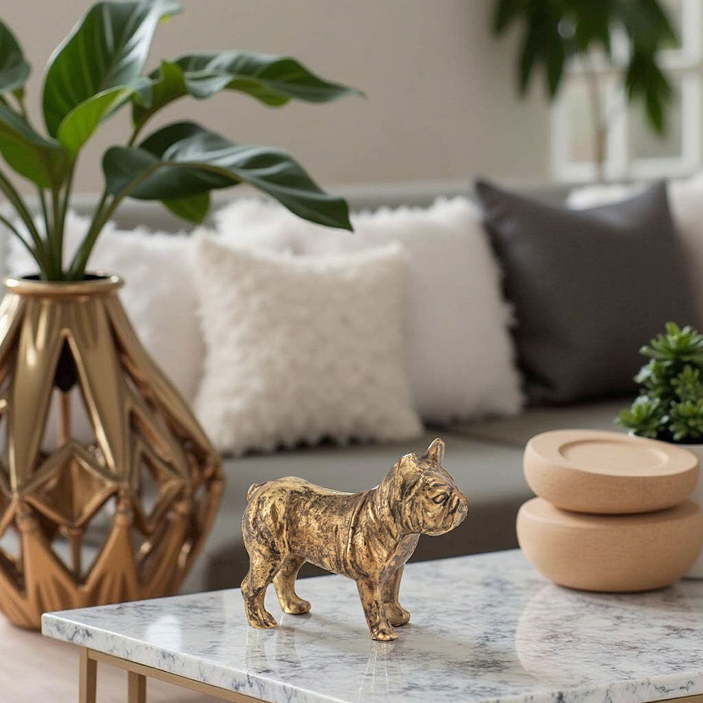 Buster Dog Object Antique Brass Finish