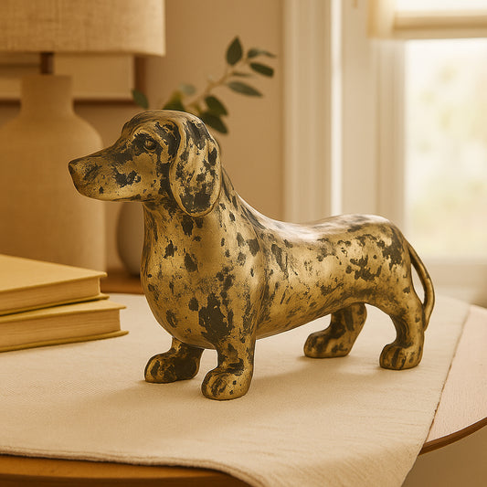 Leila Dachshund Dog Statuette Antique Antique Gold