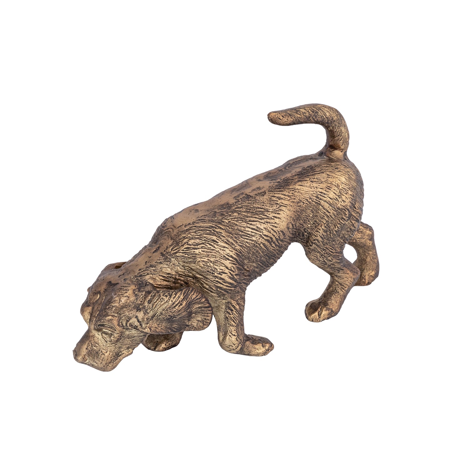 Sniffing Dog Statue Antique Brass Finish | Milo