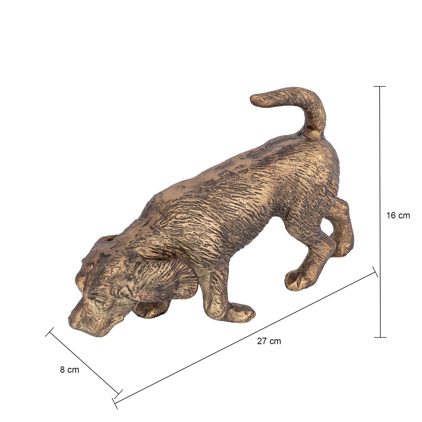 Sniffing Dog Statue Antique Brass Finish | Milo